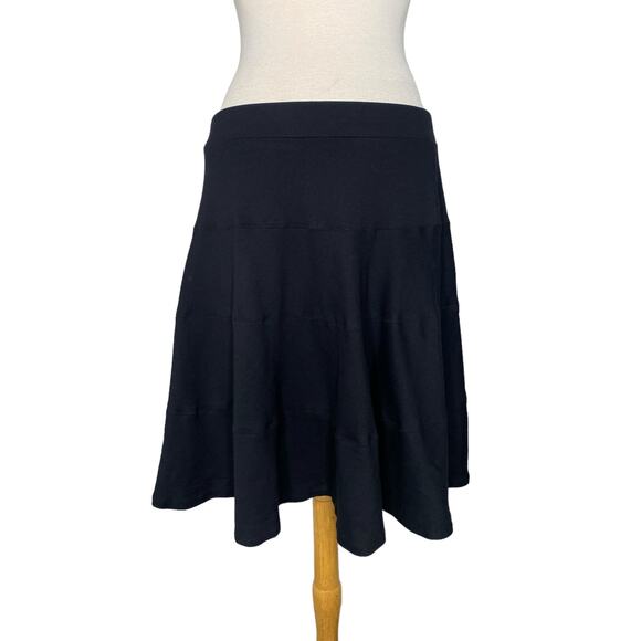 LANDS END Black Rayon Jersey Knit Pull On A-line Skirt Size Large 14-16 *READ* - Picture 1 of 9